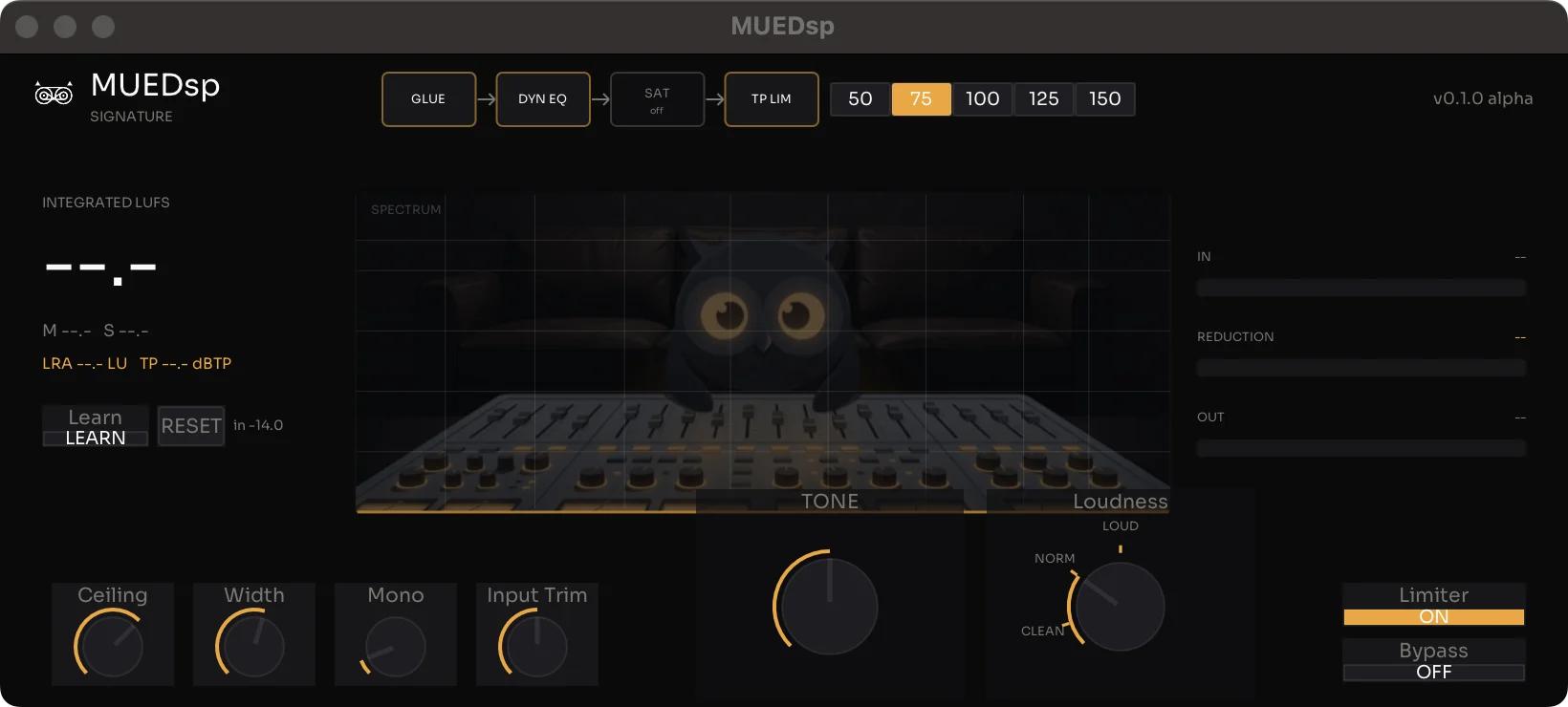 MUEDsp masterchain の開発中UIモック(予定・実機ではありません)